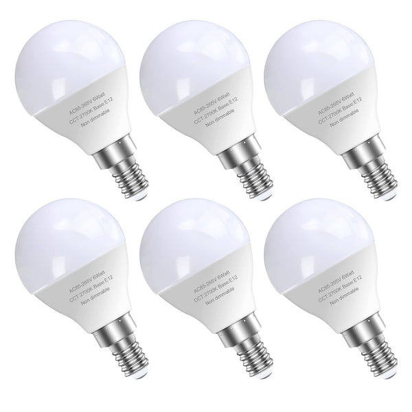 GOSCHE 6 Pack E12 LED Candelabra Light Bulbs, 60 Watt Equivalent, Warm White 2700K, 120V Chandelier Llight Bulb